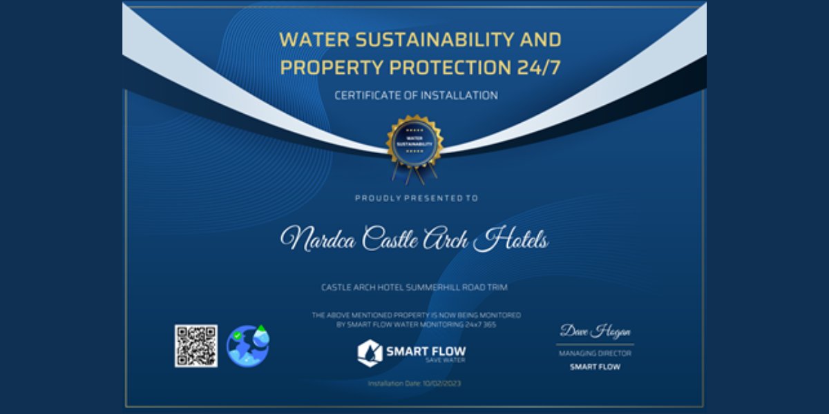 Castle Arch Hotel Achieves Water Sustainability Milestone with SMART FLOW Partnership